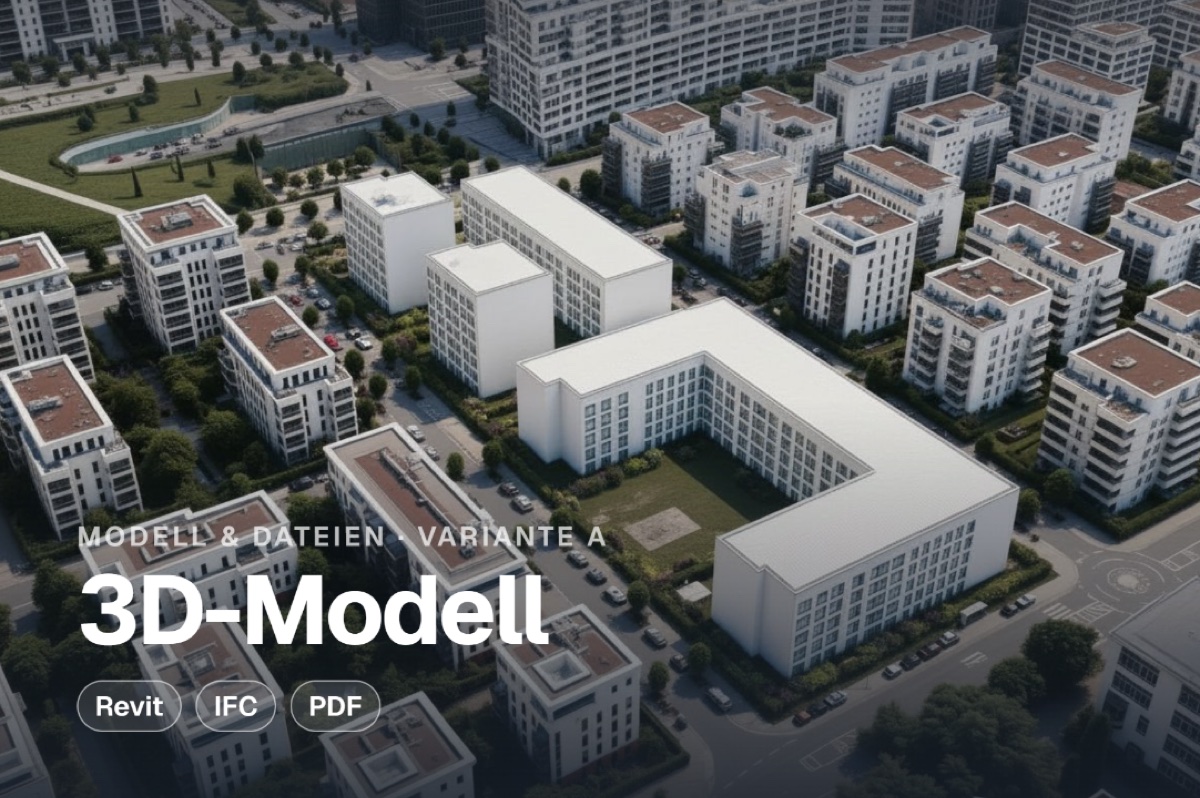 Gen 3D model of the building variant, exportable to Revit, IFC, and PDF